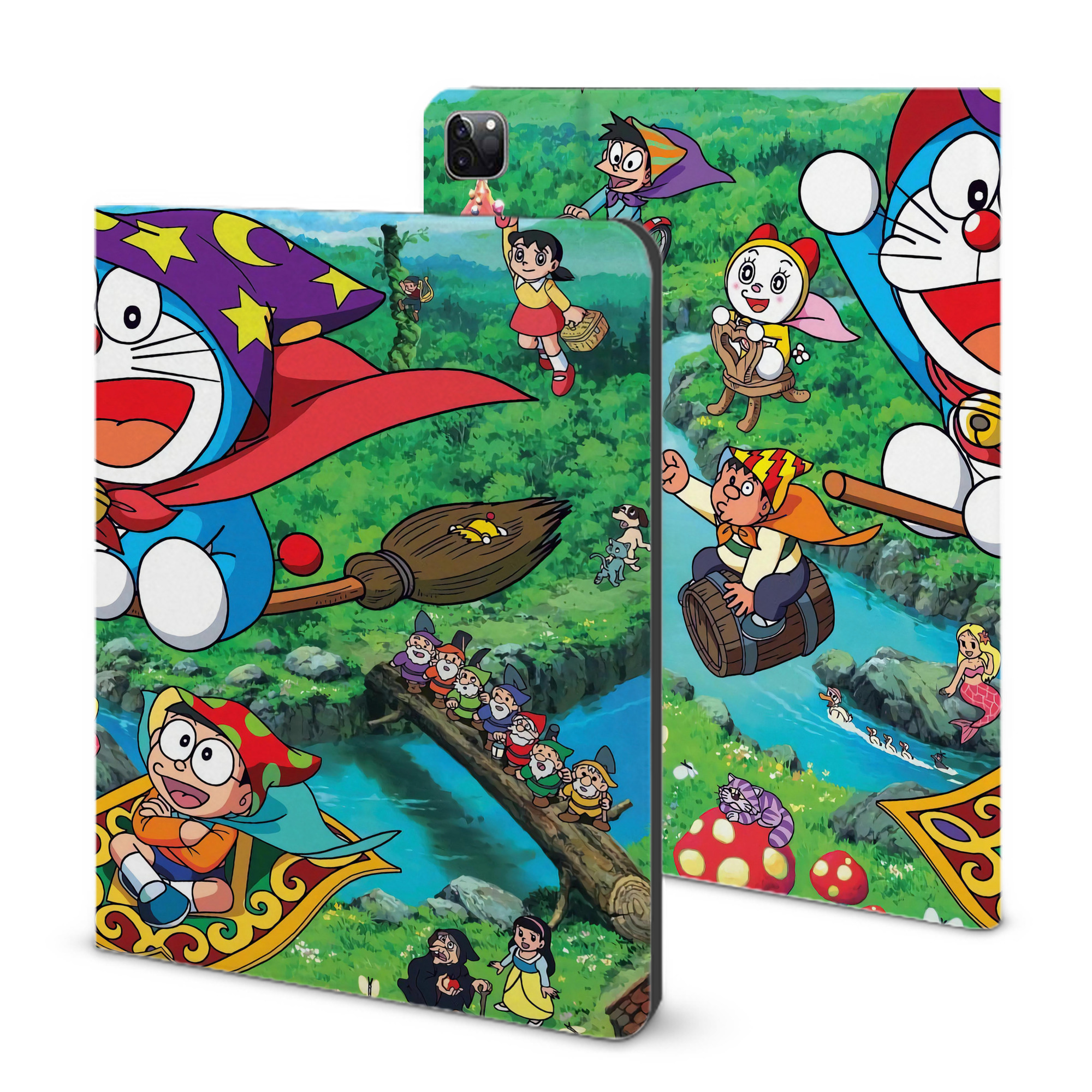 （画像用） ドラえもん Doraemon IPad ケース ブック型 PUレザー TPU 耐衝撃 軽量 薄型 ペン収納なし 全面保護 IPad 各モデル対応
